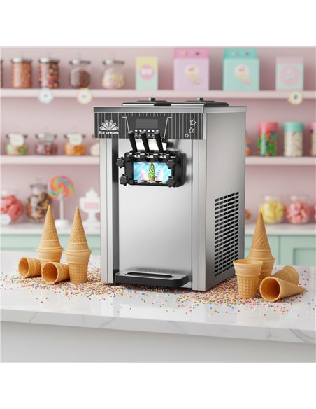 Commercial Upright Soft Serve Ice Cream Machine 18-20L/H 1300W R290 Twin Flavour | Stalwart DA-ZBBQL168