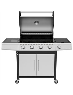 Commercial 4 Burner Gas BBQ Grill with Side Burner, Cabinet and Warming Rack 1330×570×1120mm LPG | Stalwart DA-E34MJ12S52M45T45S 2