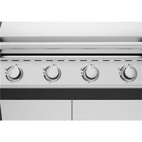 Commercial 4 Burner Gas BBQ Grill with Side Burner, Cabinet and Warming Rack 1330×570×1120mm LPG | Stalwart DA-E34MJ12S52M45T45S