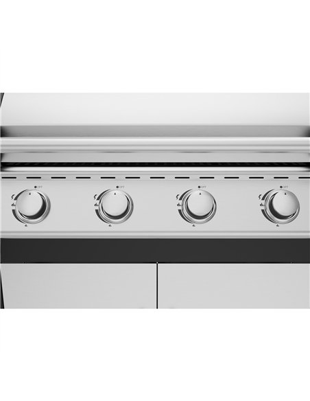 Commercial 4 Burner Gas BBQ Grill with Side Burner, Cabinet and Warming Rack 1330×570×1120mm LPG | Stalwart DA-E34MJ12S52M45T45S
