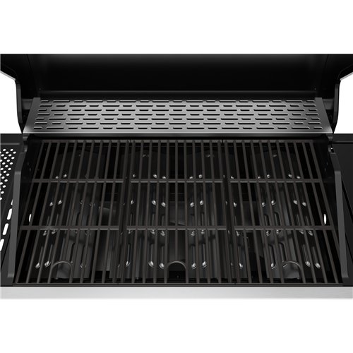 Commercial 4 Burner Gas BBQ Grill with Side Burner, Cabinet and Warming Rack 1330×570×1120mm LPG | Stalwart DA-E34MJ12S52M45T45S