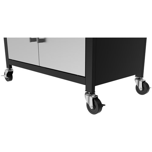 Commercial 4 Burner Gas BBQ Grill with Side Burner, Cabinet and Warming Rack 1330×570×1120mm LPG | Stalwart DA-E34MJ12S52M45T45S