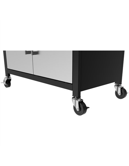 Commercial 4 Burner Gas BBQ Grill with Side Burner, Cabinet and Warming Rack 1330×570×1120mm LPG | Stalwart DA-E34MJ12S52M45T45S
