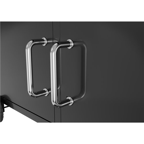 Commercial Gas &amp Charcoal Combo BBQ Grill with Double Hood, Cabinet &amp Side Shelves 1625×685×1230mm | Stalwart DA-E42ZJ10S4