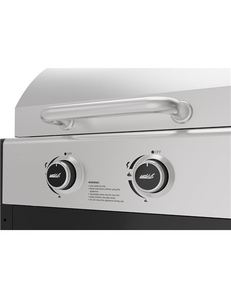 Commercial Gas &amp Charcoal Combo BBQ Grill with Double Hood, Cabinet &amp Side Shelves 1625×685×1230mm | Stalwart DA-E42ZJ10S4