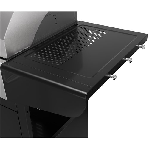 Commercial Gas &amp Charcoal Combo BBQ Grill with Double Hood, Cabinet &amp Side Shelves 1625×685×1230mm | Stalwart DA-E42ZJ10S4