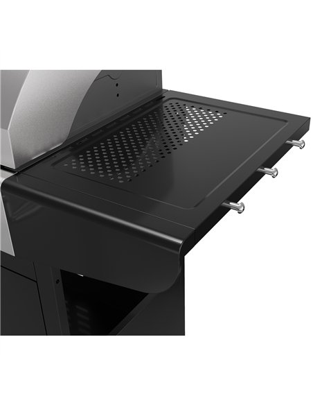 Commercial Gas &amp Charcoal Combo BBQ Grill with Double Hood, Cabinet &amp Side Shelves 1625×685×1230mm | Stalwart DA-E42ZJ10S4