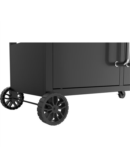 Commercial Gas &amp Charcoal Combo BBQ Grill with Double Hood, Cabinet &amp Side Shelves 1625×685×1230mm | Stalwart DA-E42ZJ10S4