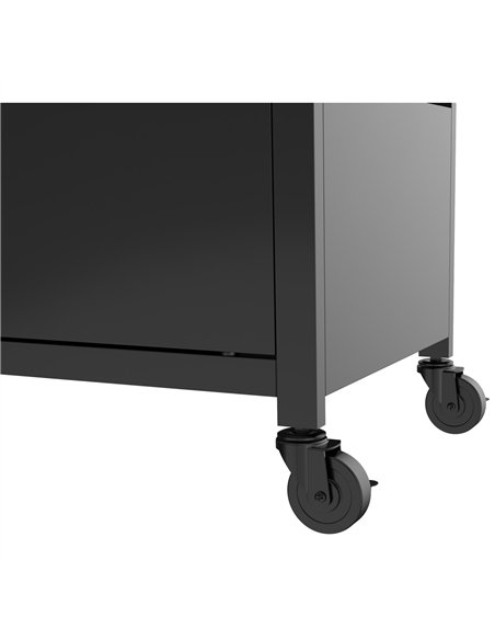Commercial Gas &amp Charcoal Combo BBQ Grill with Double Hood, Cabinet &amp Side Shelves 1625×685×1230mm | Stalwart DA-E42ZJ10S4