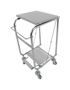 Commercial Stainless Steel Waste Bag Holder Trolley with Lid 580×470×960mm | Stalwart DA-STBH03