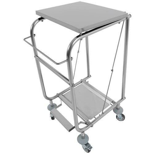 Commercial Stainless Steel Waste Bag Holder Trolley with Lid 580×470×960mm | Stalwart DA-STBH03