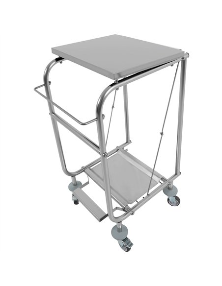 Commercial Stainless Steel Waste Bag Holder Trolley with Lid 580×470×960mm | Stalwart DA-STBH03