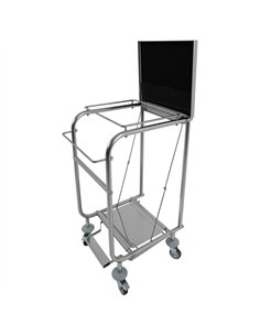 Commercial Stainless Steel Waste Bag Holder Trolley with Lid 580×470×960mm | Stalwart DA-STBH03 2