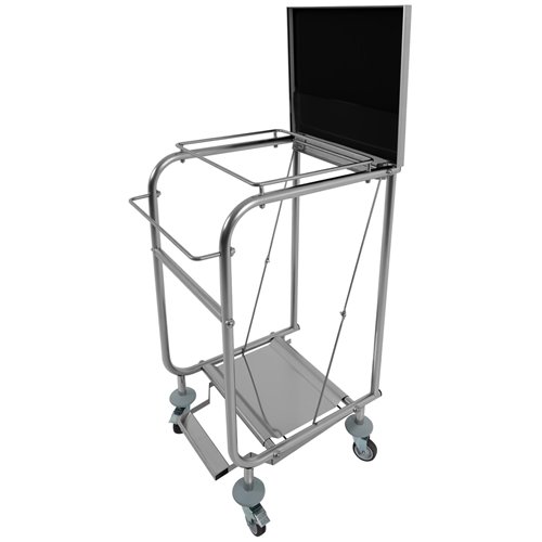 Commercial Stainless Steel Waste Bag Holder Trolley with Lid 580×470×960mm | Stalwart DA-STBH03