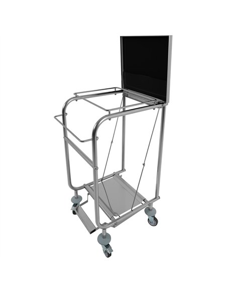 Commercial Stainless Steel Waste Bag Holder Trolley with Lid 580×470×960mm | Stalwart DA-STBH03