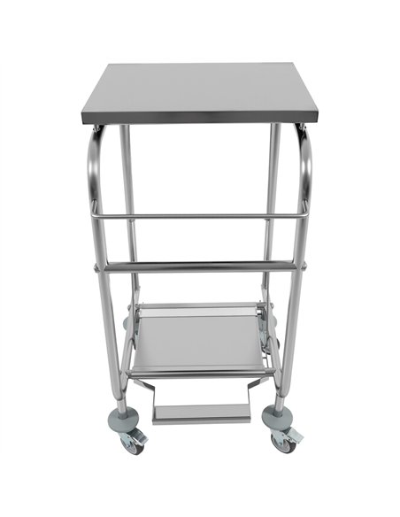 Commercial Stainless Steel Waste Bag Holder Trolley with Lid 580×470×960mm | Stalwart DA-STBH03