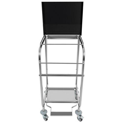 Commercial Stainless Steel Waste Bag Holder Trolley with Lid 580×470×960mm | Stalwart DA-STBH03