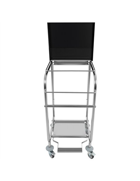 Commercial Stainless Steel Waste Bag Holder Trolley with Lid 580×470×960mm | Stalwart DA-STBH03