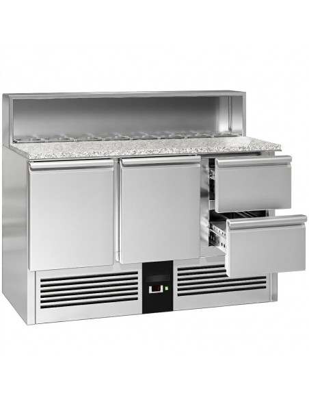 Premium Refrigerated Granite Prep Counter 2 drawers 2 Door Fridge 405 Ltr | Stalwart