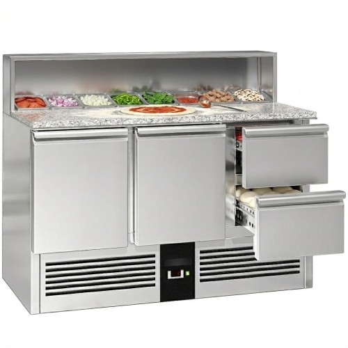 Premium Refrigerated Granite Prep Counter 2 drawers 2 Door Fridge 405 Ltr | Stalwart