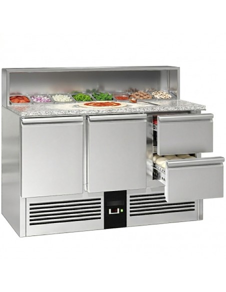 Premium Refrigerated Granite Prep Counter 2 drawers 2 Door Fridge 405 Ltr | Stalwart