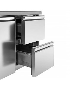 Premium Commercial Saladette Prep Counter 900mm – 1 Door, 2 Drawers – 5 x GN 1/6 Containers 240 Litres 2