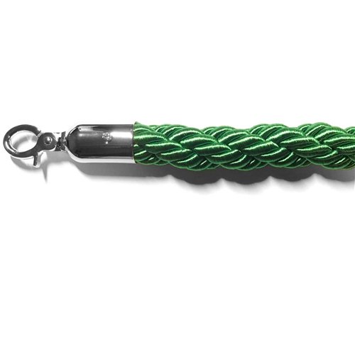 Green Braided Stanchion Rope with Silver ends 1.5m | Stalwart DA-BR01GS