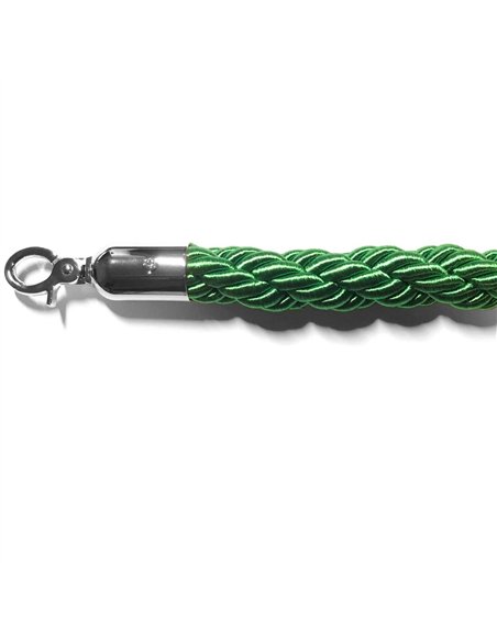 Green Braided Stanchion Rope with Silver ends 1.5m | Stalwart DA-BR01GS