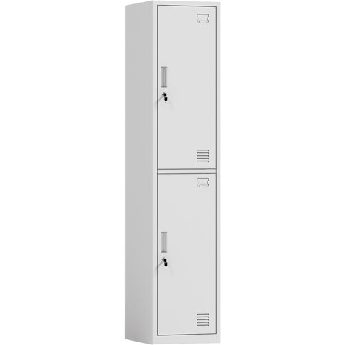 Commercial White 2 Door Locker 380x450x1800mm | Stalwart DA-HDGZ02WHITE