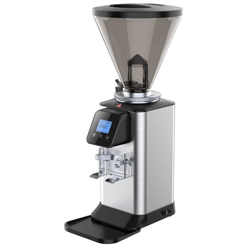 Commercial On-Demand Coffee Grinder with Digital Display, 1kg Hopper and 64mm Burrs Silver Finish | Stalwart DA-CCG104
