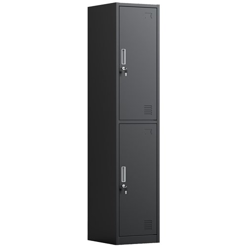 Commercial Black 2 Door Locker 380x450x1800mm | Stalwart DA-HDGZ02BLACK
