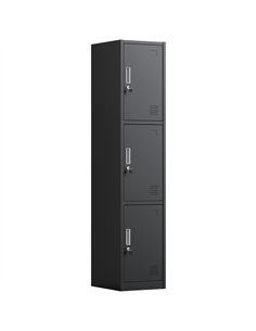 Commercial Black 3 Door Locker 380x450x1800mm | Stalwart DA-HDGZ03BLACK