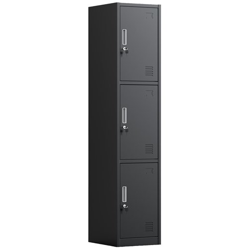 Commercial Black 3 Door Locker 380x450x1800mm | Stalwart DA-HDGZ03BLACK