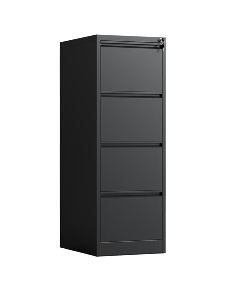 Professional 4 Drawer Filing Cabinet 460 x 600 x 1315mm Black | Stalwart DA-HDKF04BLACK