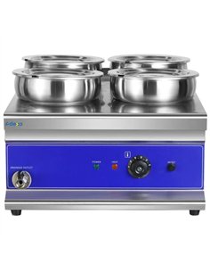 Commercial Countertop Wet Heat Bain Marie with 4 x 7L Round Pots and Lids 1500W 490 x 600 x 330mm | Stalwart DA-BM4TT