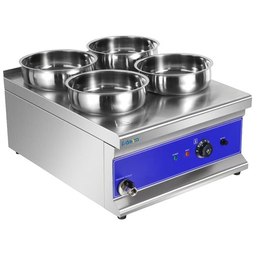 Commercial Countertop Wet Heat Bain Marie with 4 x 7L Round Pots and Lids 1500W 490 x 600 x 330mm | Stalwart DA-BM4TT