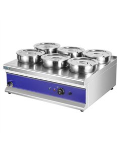 Commercial Countertop Wet Heat Bain Marie with 6 x 7L Round Pots and Lids 2000W 740 x 600 x 330mm | Stalwart DA-BM6TT 2