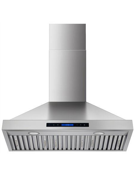 Commercial Wall Mounted Stainless Steel Extraction Hood with Touch Control, Remote and LED Lighting 895 x 600mm | Stalwart DA-D3