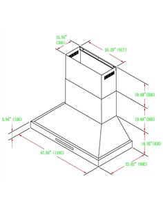 Commercial Wall Mounted Stainless Steel Extraction Hood with Touch Control, Remote and LED Lighting 1195 x 600mm | Stalwart DA-D 2