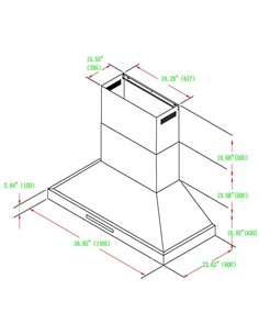 Commercial Wall Mounted Stainless Steel Extraction Hood with Touch Control, Remote and LED Lighting 1495 x 600mm | Stalwart DA-D 2