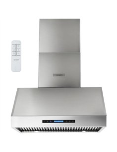 Commercial Wall Mounted Stainless Steel Extraction Hood with Touch Control, Remote and LED Lighting 914 x 610mm | Stalwart DA-D3