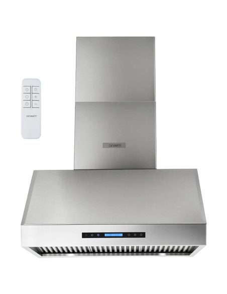 Commercial Wall Mounted Stainless Steel Extraction Hood with Touch Control, Remote and LED Lighting 914 x 610mm | Stalwart DA-D3