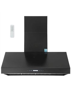 Commercial Wall Mounted Black Extraction Hood with Touch Control, Remote and LED Lighting 1219 x 686mm | Stalwart DA-D48GF327