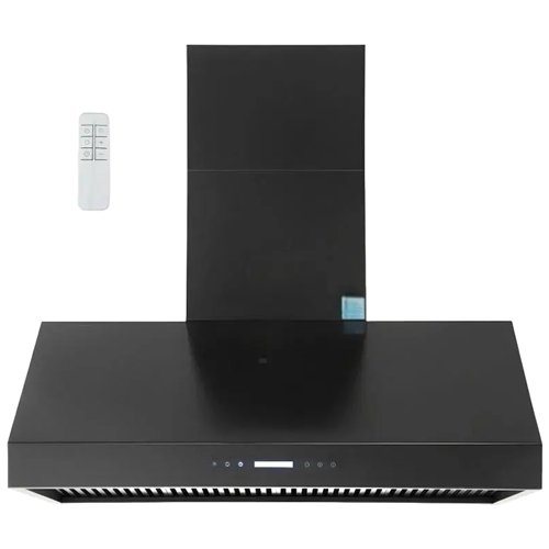 Commercial Wall Mounted Black Extraction Hood with Touch Control, Remote and LED Lighting 1219 x 686mm | Stalwart DA-D48GF327