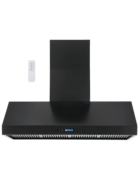 Commercial Wall Mounted Black Extraction Hood with Touch Control, Remote and LED Lighting 1524 x 686mm | Stalwart DA-D60GF327