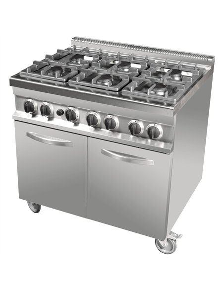 6 Burner Gas Oven Range with Castors 900 x 730 x 900mm | Stalwart DA-GR763