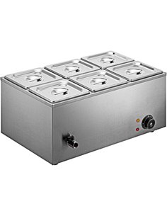 Commercial Bain Marie with 6x1/6Gn Pans and Lids | Stalwart DA-M406