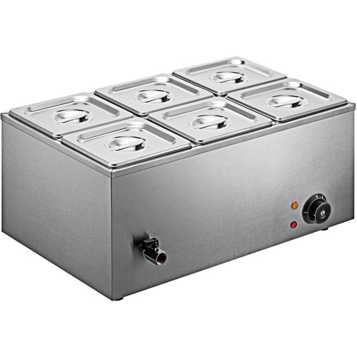 Commercial Bain Marie with 6x1/6Gn Pans and Lids | Stalwart DA-M406