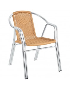 Aluminium & Natural Wicker Outdoor Bistro Chairs – Pack of 4 | Weather-Resistant Commercial Café Seating – Model U422 2
