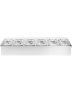 Commercial Condiment Holder including 6xGN1/6-100mm pans &amp fliptop lids | Stalwart DA- CHD06APCFL 2